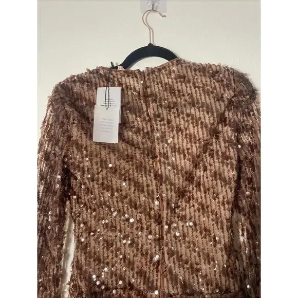 Camila Coelho | Cataleya Sequin Mini Dress in Caramel Brown size S NWT - Picture 10 of 14